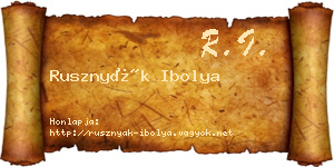 Rusznyák Ibolya névjegykártya